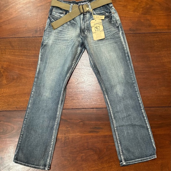 Flypaper Other - FLYPAPER Jeans Bootcut Distressed Size 32 x 34 Short Inseam NWT Canvas Belt